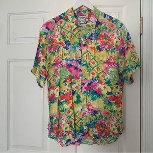 VTG & RARE Jams World AOP colorful button down top womens large unisex men